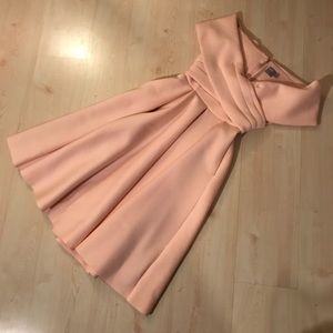 Formal fold over off shoulder midi dress